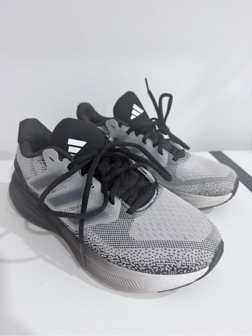 adidas Black & White Knit Athletic Shoes